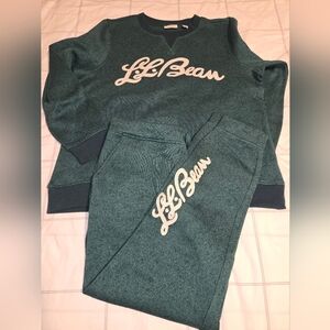 *EUC* L.L. Bean Women's Green Lounge Pajama Set Size Large Very Warm